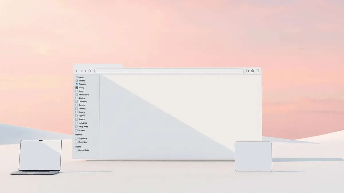Illustration: A blank browser window displays a simple list of empty folder icons and generic file symbols on a white background, representing an exposed directory structure with n