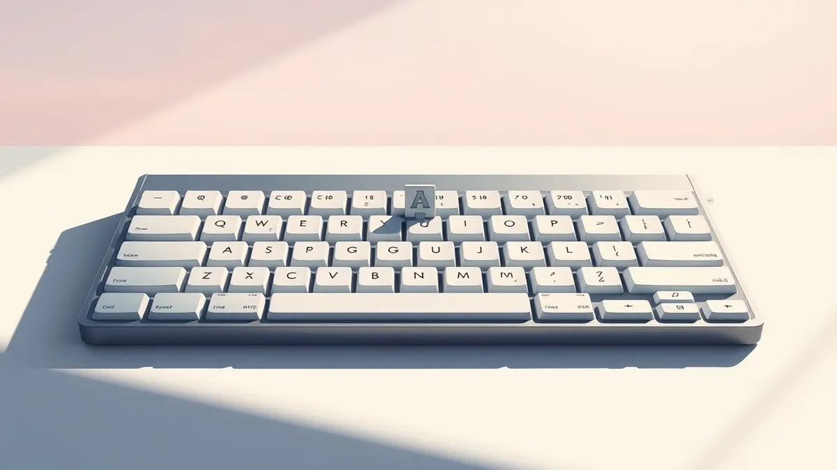 Illustration: A keyboard with two keys visually swapped in position, casting sharp shadows on a clean desk surface.