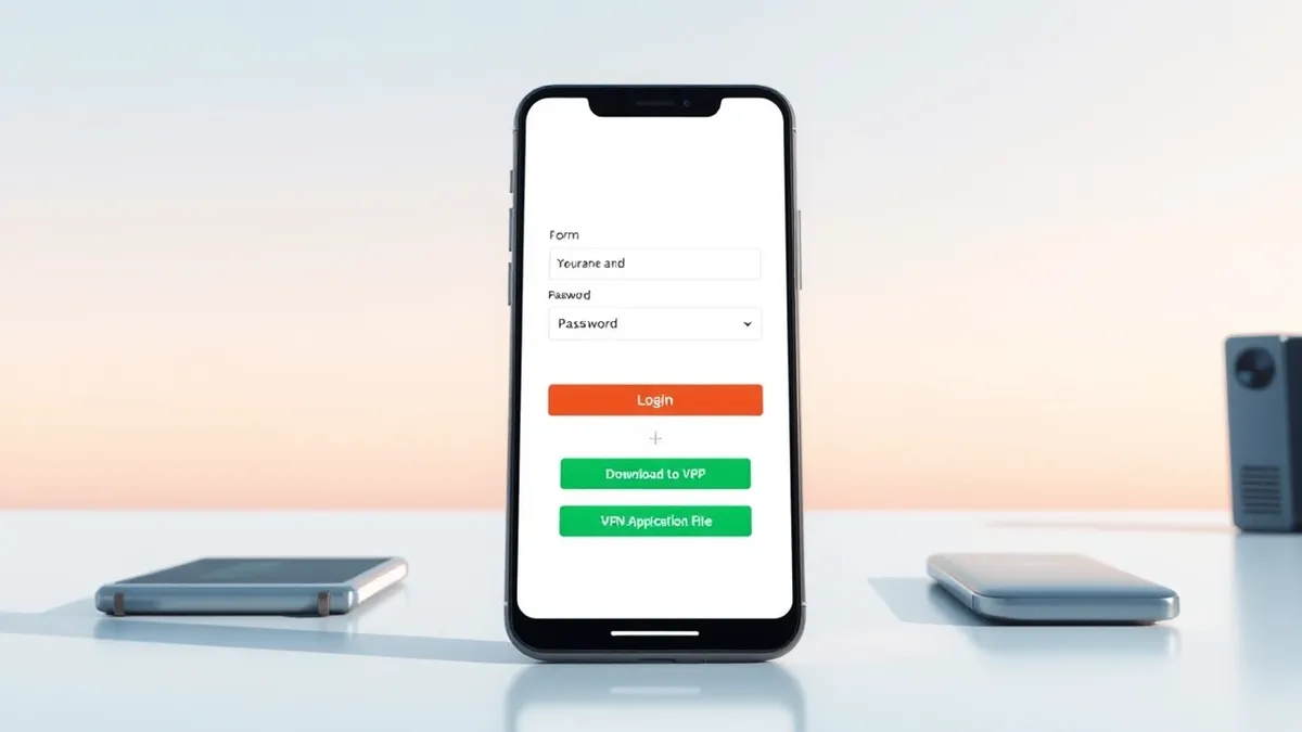 Illustration: A smartphone screen displays two sequential login forms stacked vertically.