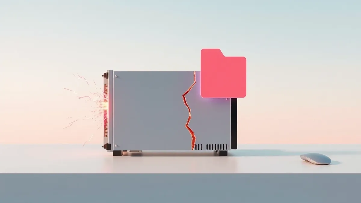 Illustration: A compact industrial automation module sits on a clean white desk.