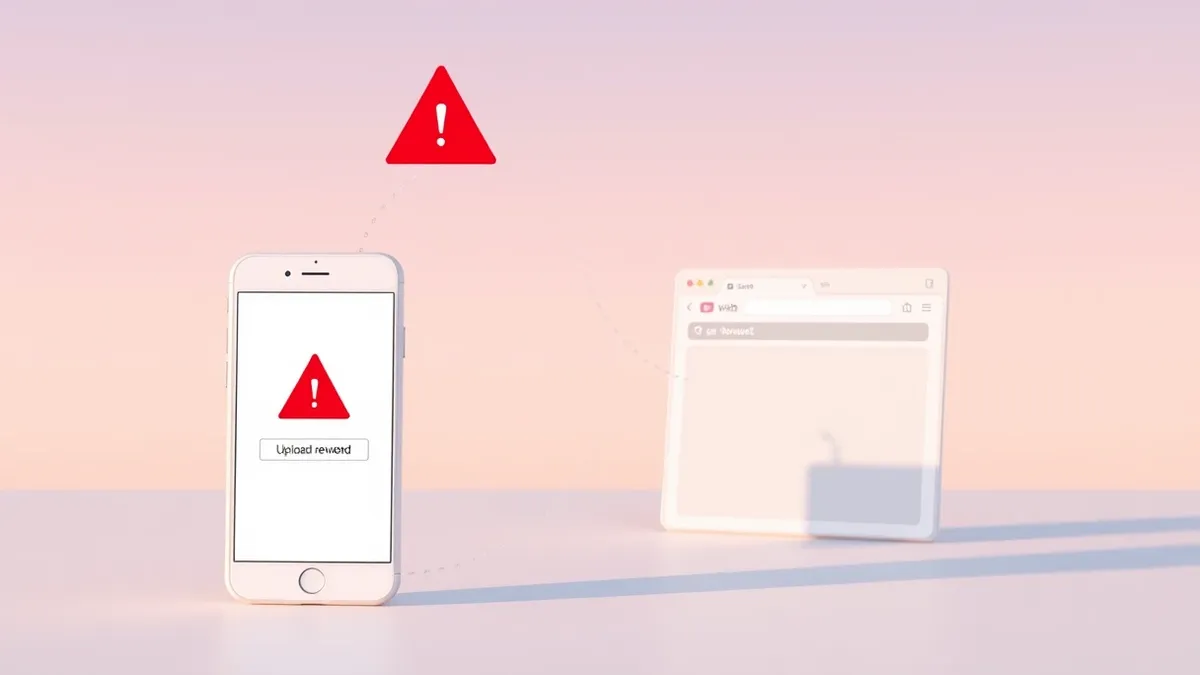 Illustration: A white smartphone displays a blank file upload interface.