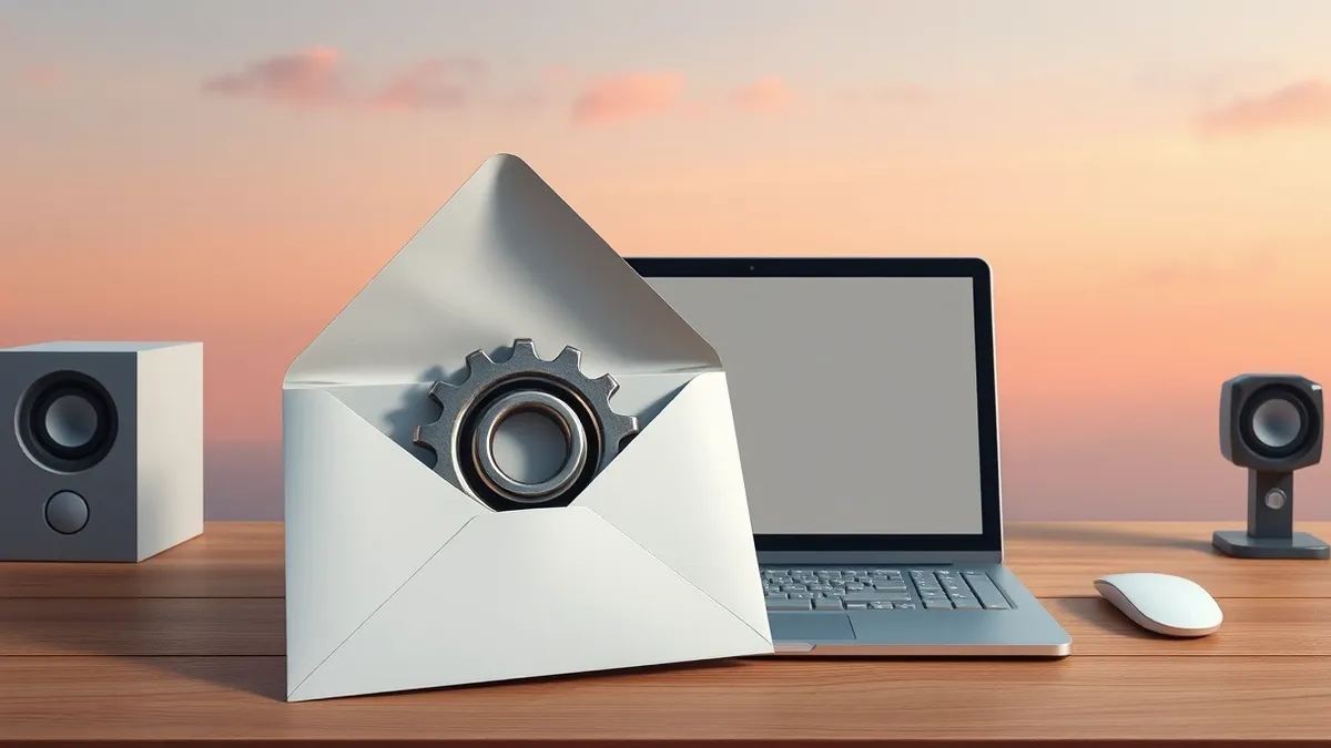 Illustration: A white envelope slides onto a wooden desk, its flap open to reveal a sharp, metallic gear spilling out.