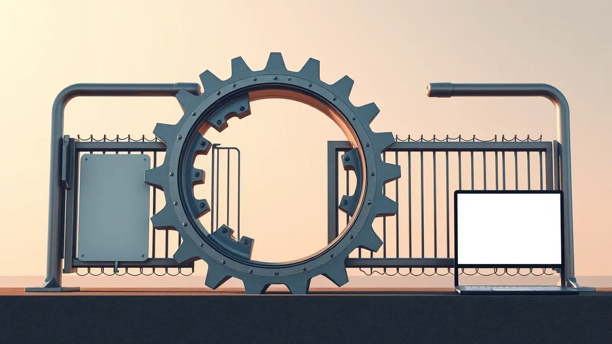 Illustration: A metallic gear mechanism snaps backward, its teeth misaligning as the rotation reverses direction.