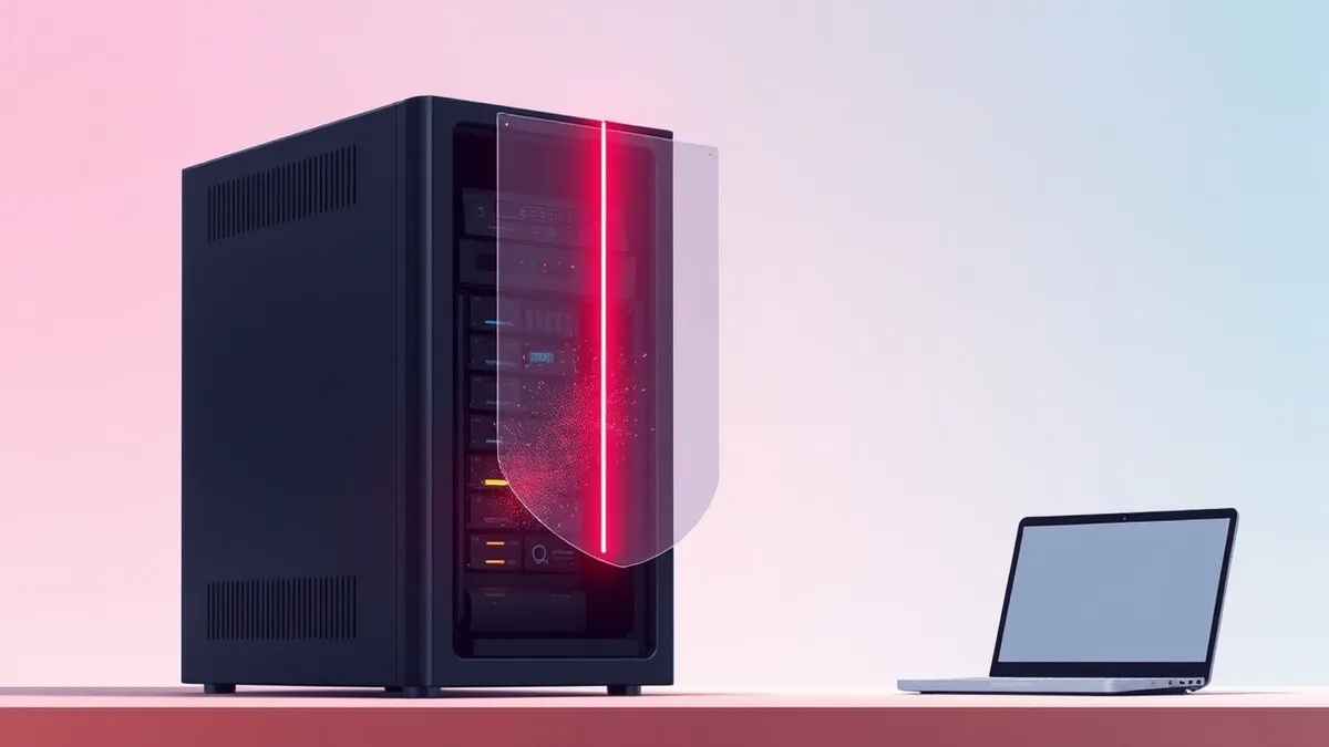 Illustration: A sleek black identity management server sits on a desk.